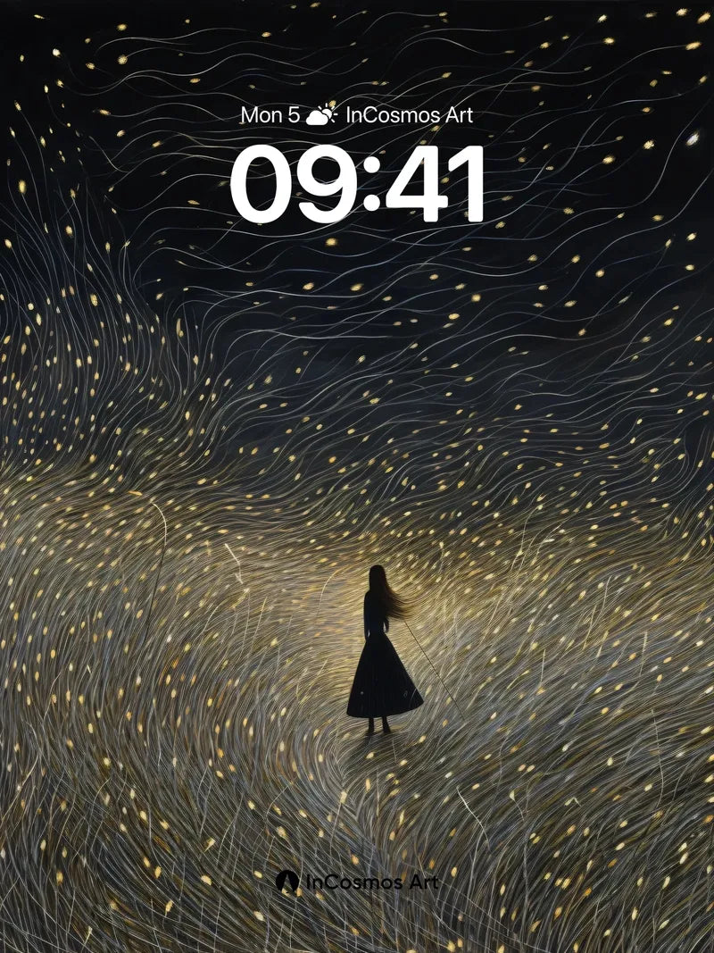 Silent Galaxy Wallpaper with Floating Light Trails