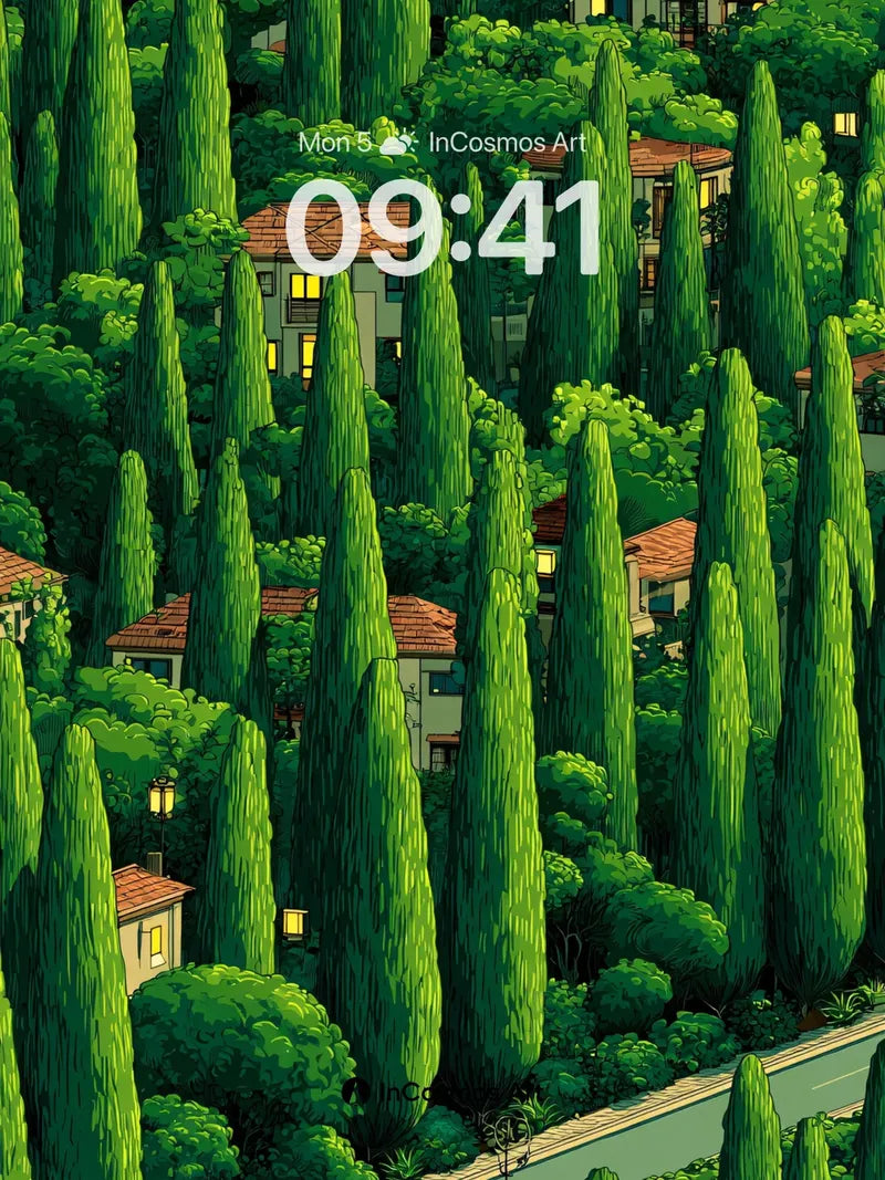 Emerald Labyrinth Wallpaper with Hidden Roads