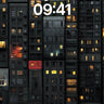 Midnight Grid Wallpaper with Glowing Windows wallpaper for iPhone, iPad & Mac