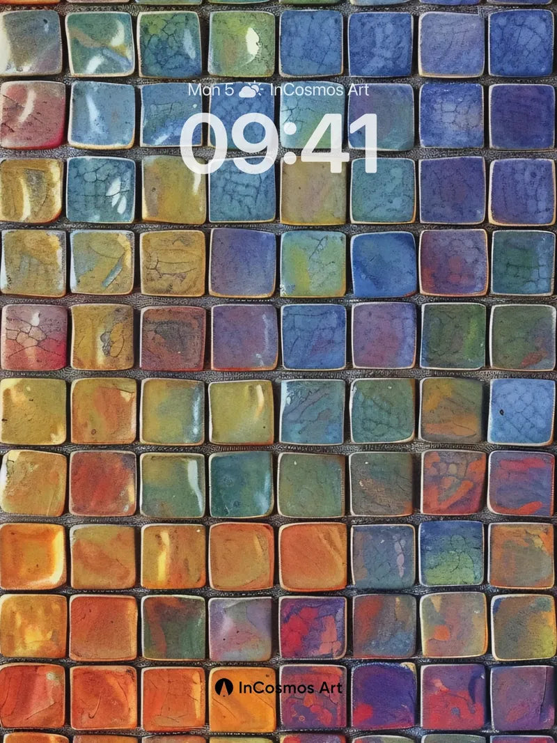 Ceramic Mosaic Wallpaper with Cracked Earth Hues wallpaper for iPhone, iPad & Mac