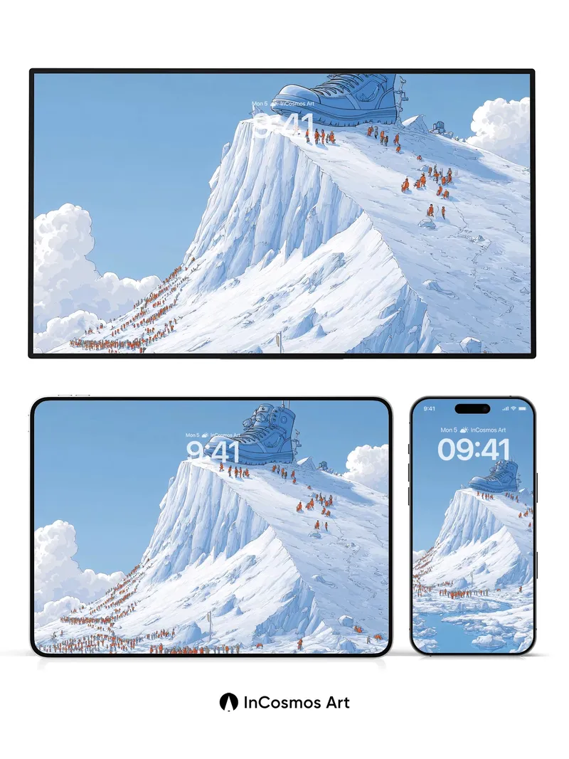 Surreal Summit Wallpaper with Giant Shoe