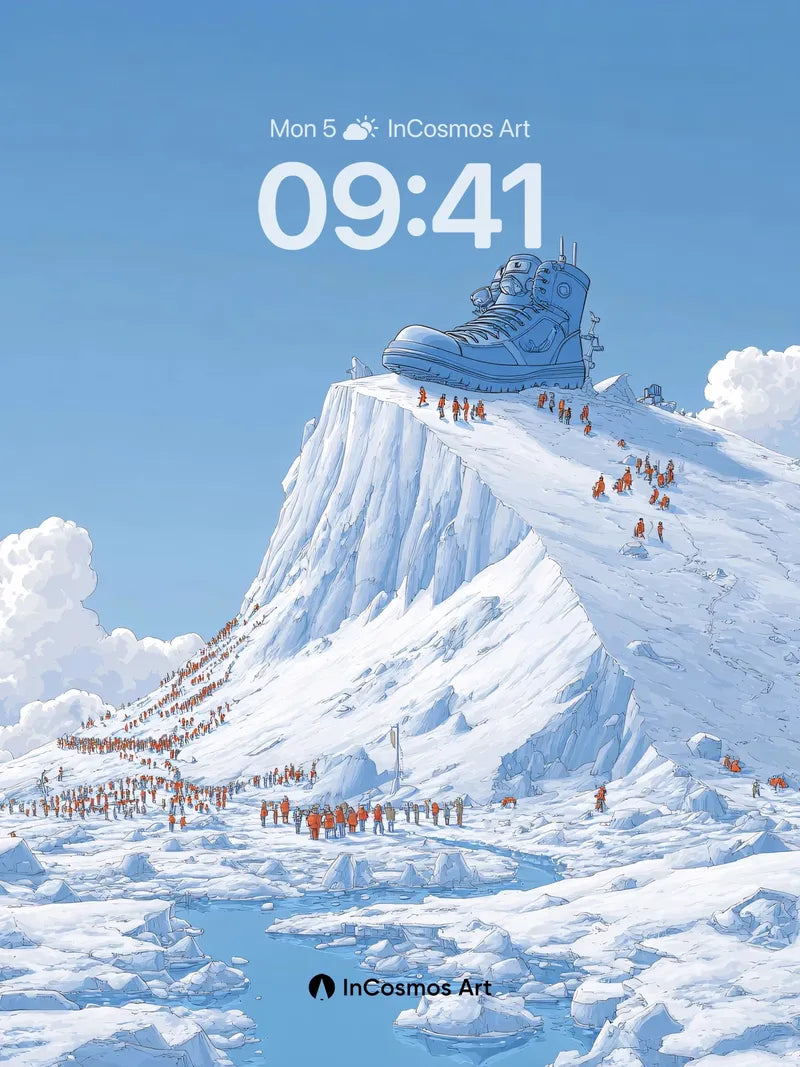 Surreal Summit Wallpaper with Giant Shoe wallpaper for iPhone, iPad & Mac