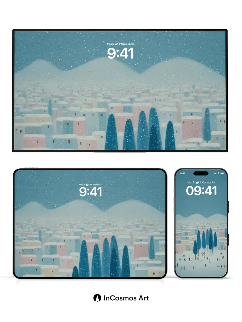 Serene Snowfall Wallpaper with Silent Trees