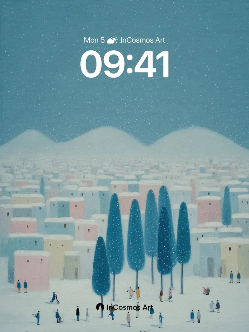 Serene Snowfall Wallpaper with Silent Trees