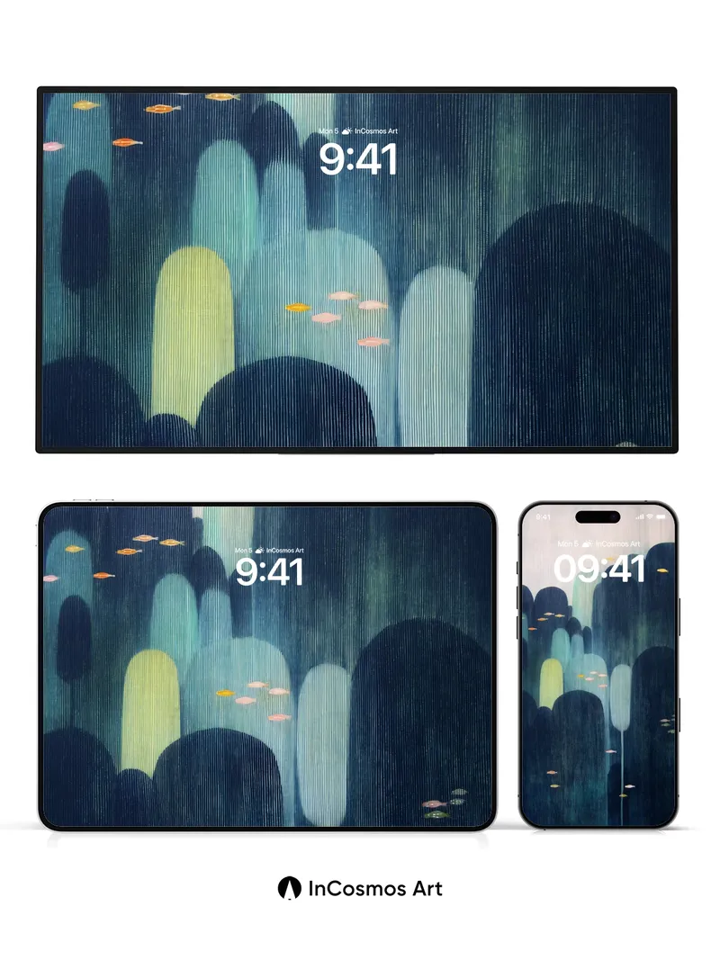 Whispering Depths Wallpaper with Floating Light