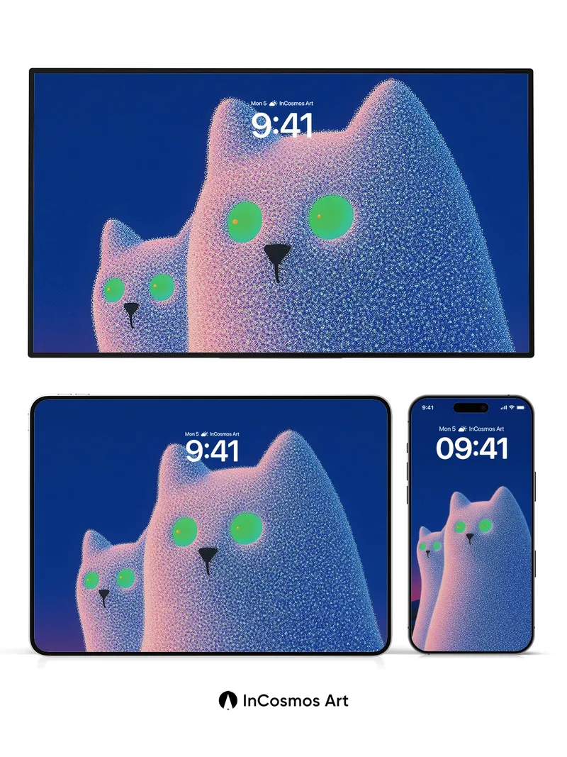 Luminous Feline Wallpaper with Starlight Fur