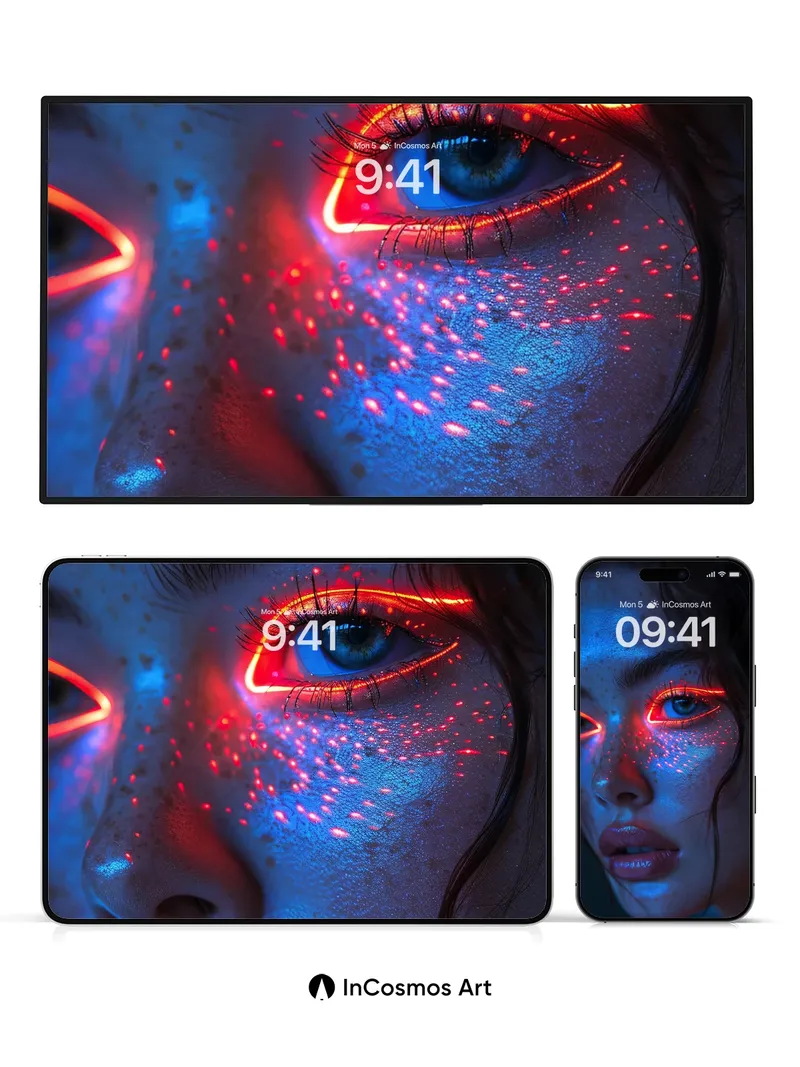 Neon Pulse Wallpaper with Bioluminescent Skin