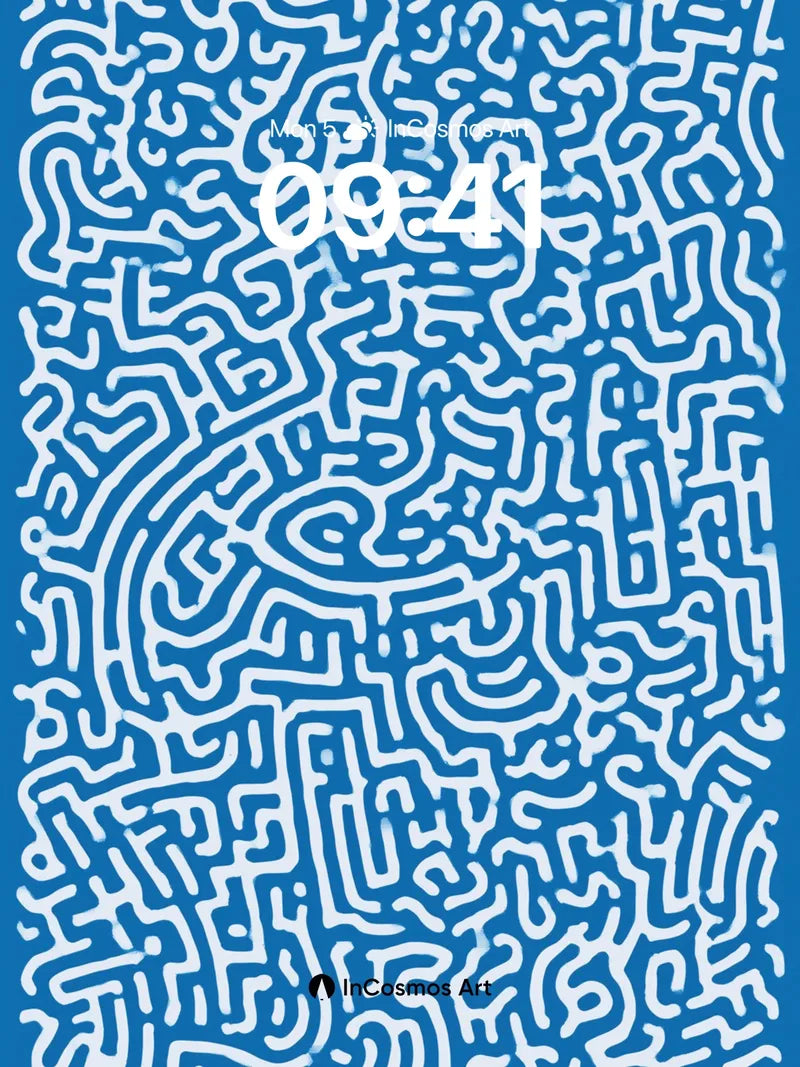 Cobalt Labyrinth Wallpaper with Hidden Paths