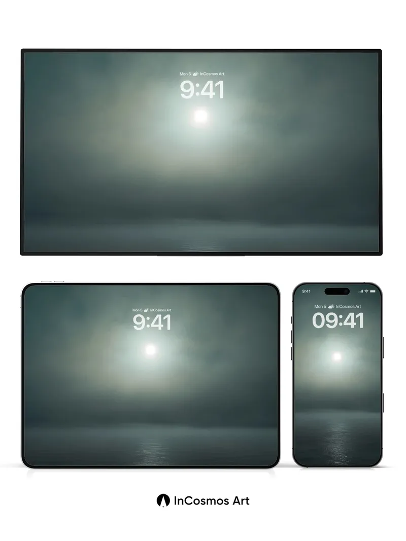 Ethereal Horizon Wallpaper with Moonlit Reflection