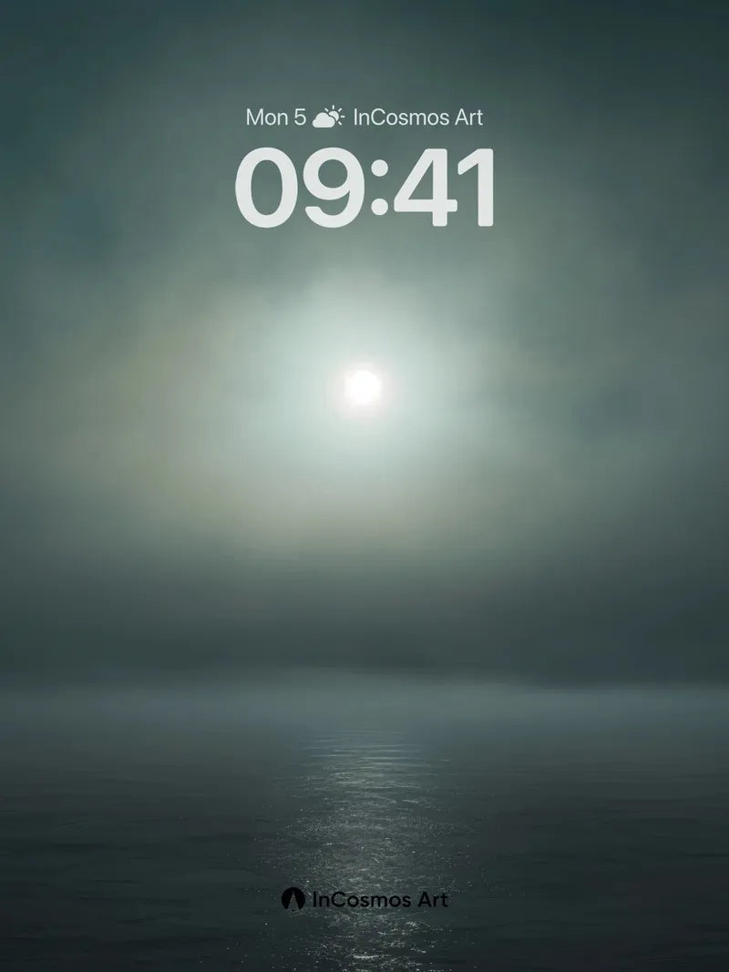 Ethereal Horizon Wallpaper with Moonlit Reflection