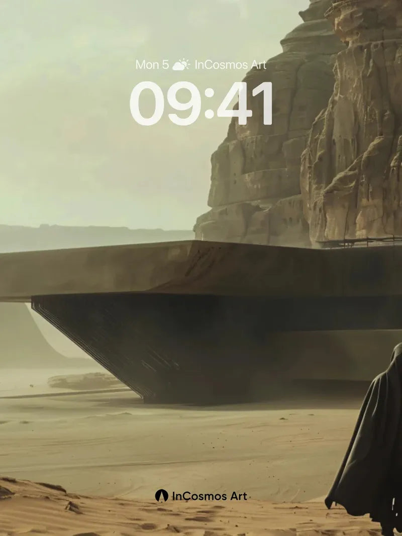 Desert Echo Wallpaper with Floating Pyramid