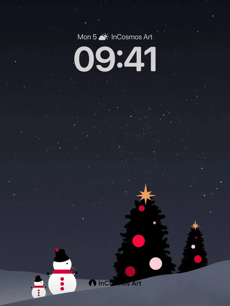 Starry Stillness Wallpaper with Silent Snowmen