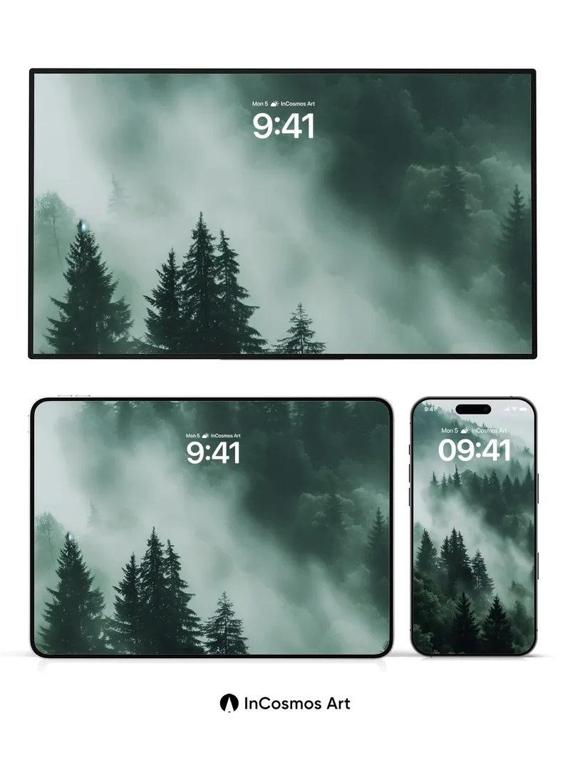 Whispering Pine Wallpaper with Mist Veils