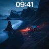 Crimson Hearth Wallpaper with Midnight Cliffs wallpaper for iPhone, iPad & Mac
