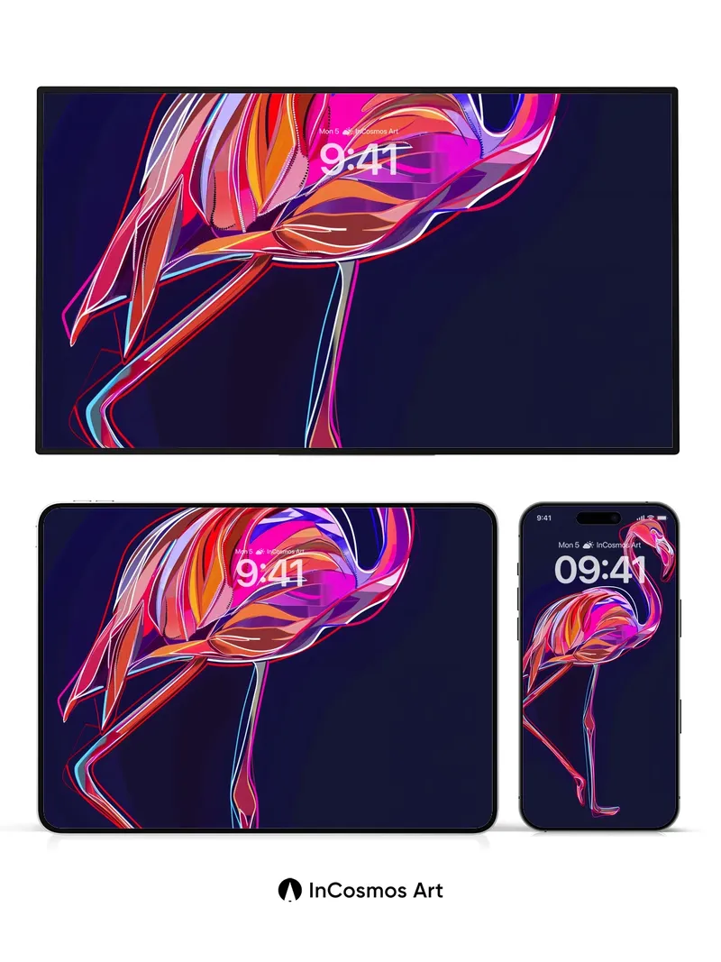 Neon Mirage Wallpaper with Electric Feathers