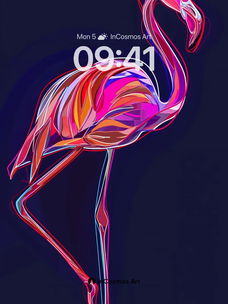Neon Mirage Wallpaper with Electric Feathers
