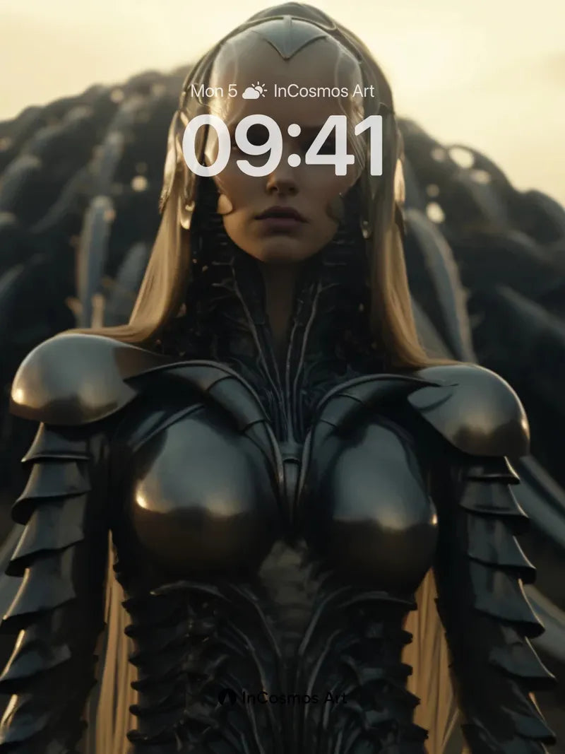 Futuristic Warrior Wallpaper with Living Metal Armor