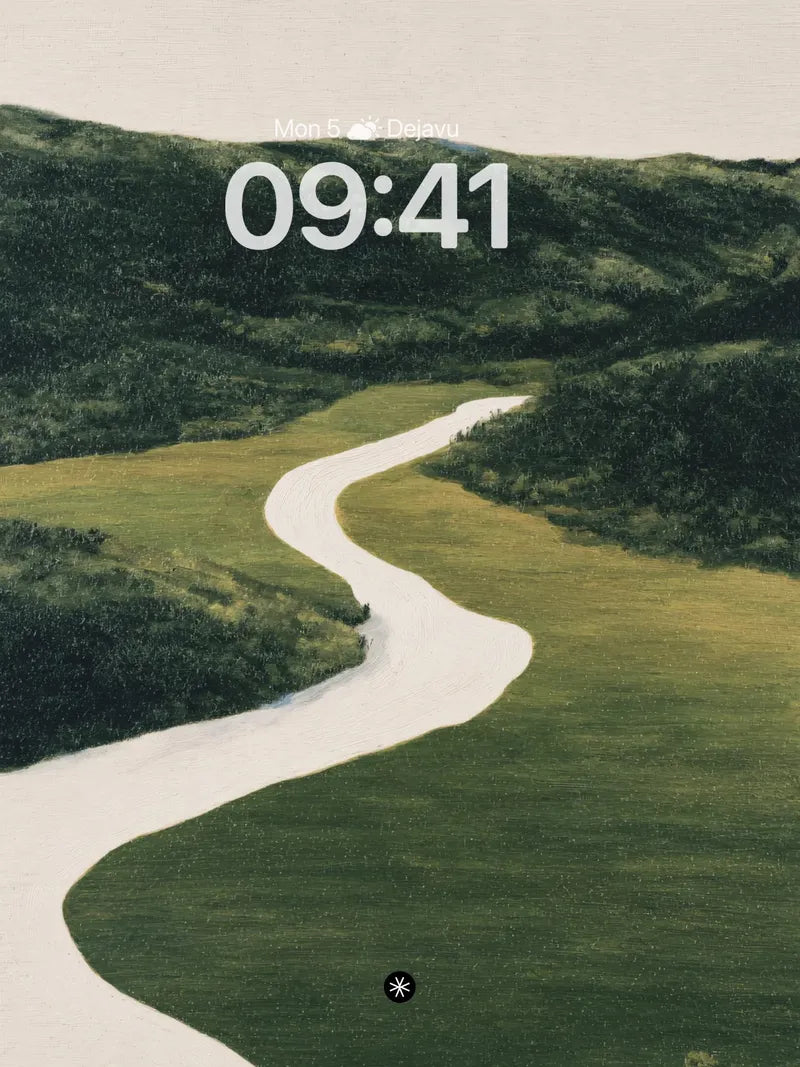 Winding River Valley Wallpaper Minimalist Landscape