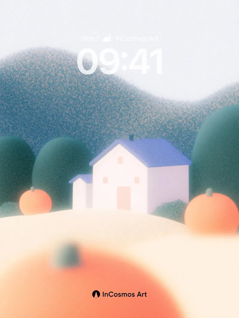 Soft Hush Pumpkin Field Wallpaper with Gentle Hills