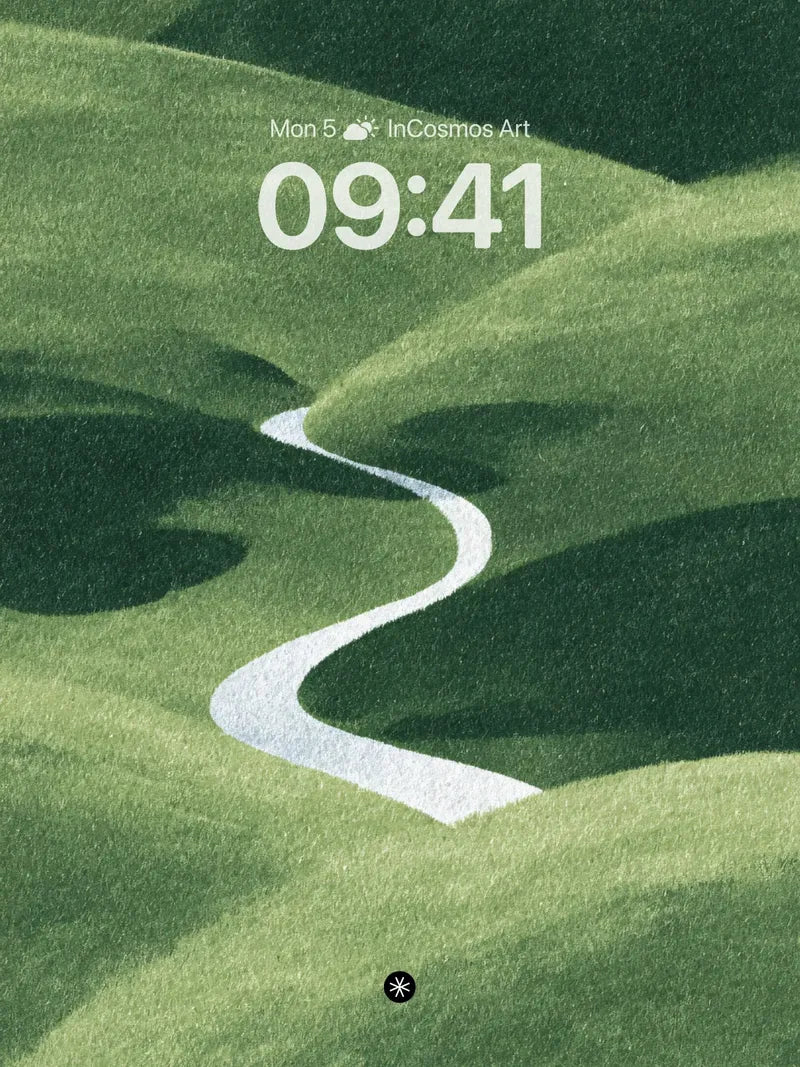 Serene Valley Path Wallpaper with Velvet Hills wallpaper for iPhone, iPad & Mac