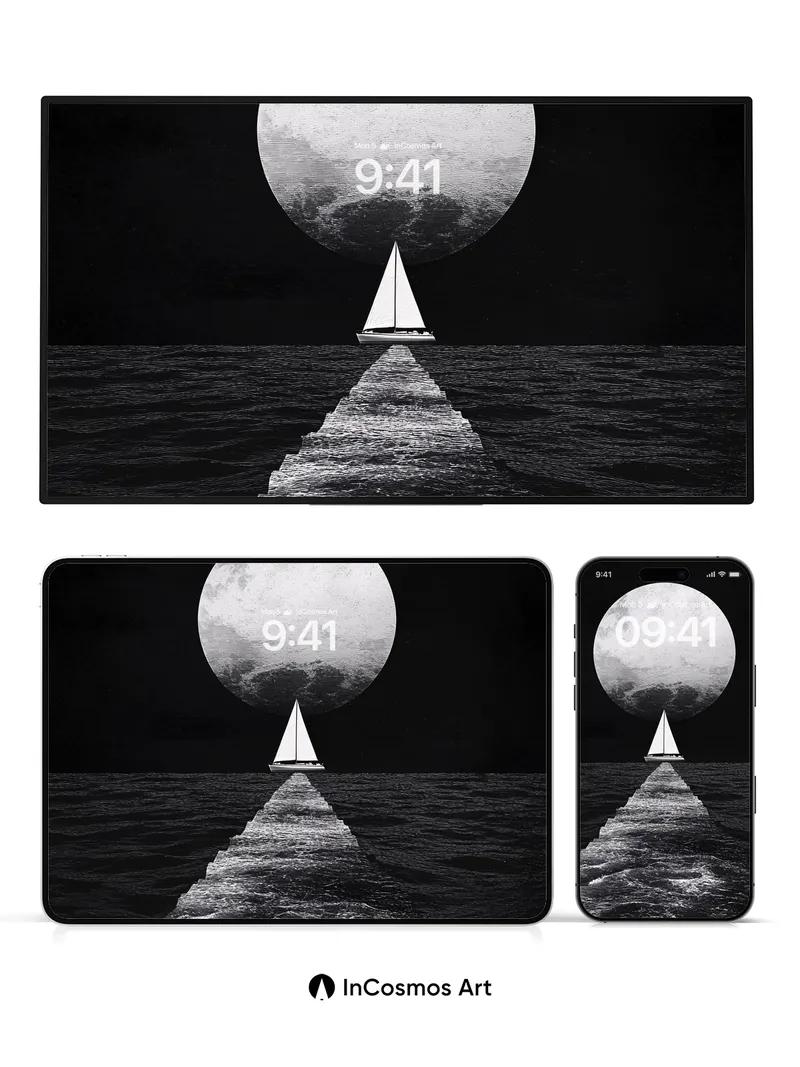 Lunar Sail Wallpaper with Infinite Path