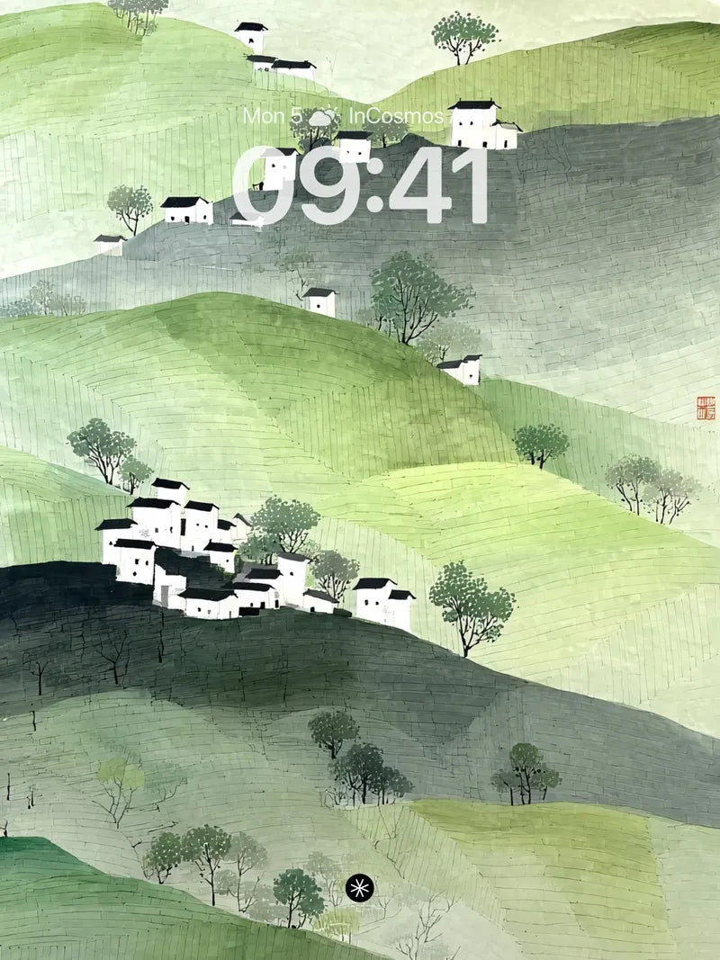 Serene Hillside Wallpaper with Whispering Greens wallpaper for iPhone, iPad & Mac