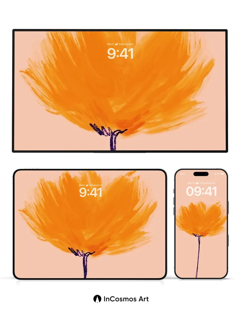 Golden Hush Wallpaper with Brushstroke Bloom