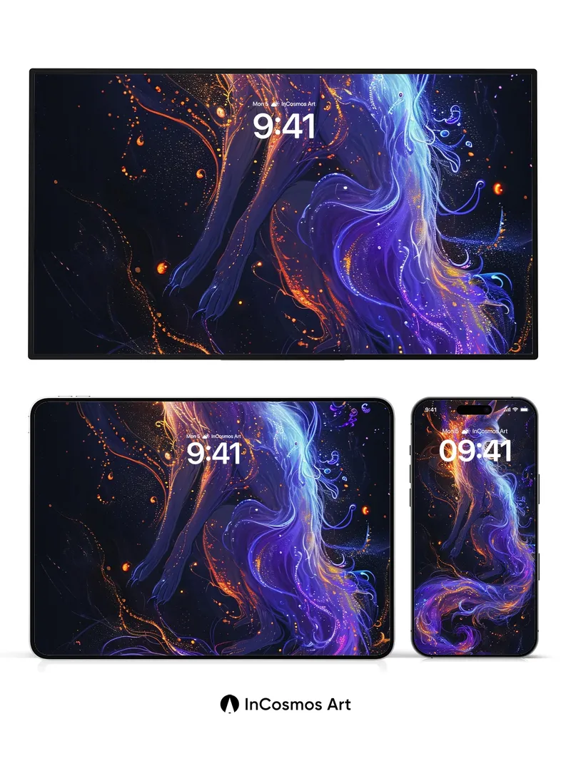 Cosmic Fox Wallpaper with Starlit Fur