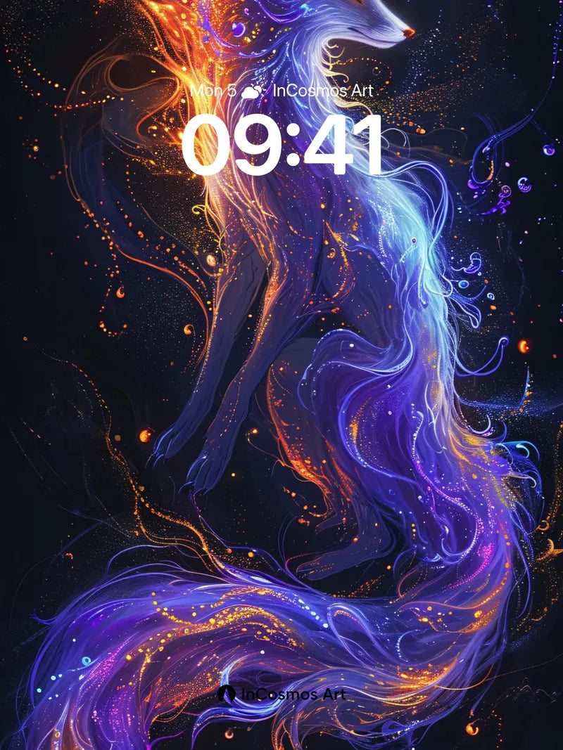 Cosmic Fox Wallpaper with Starlit Fur