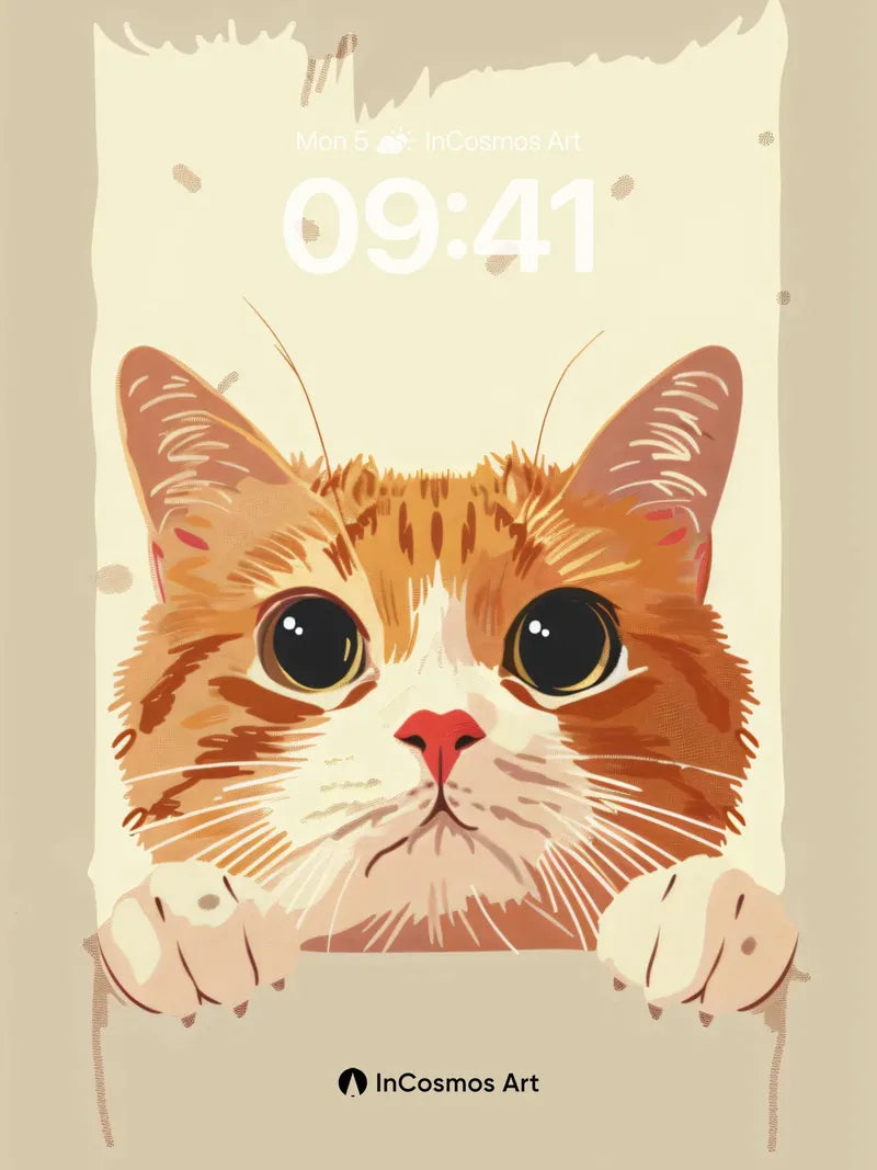Curious Gaze Wallpaper with Soft Paws wallpaper for iPhone, iPad & Mac