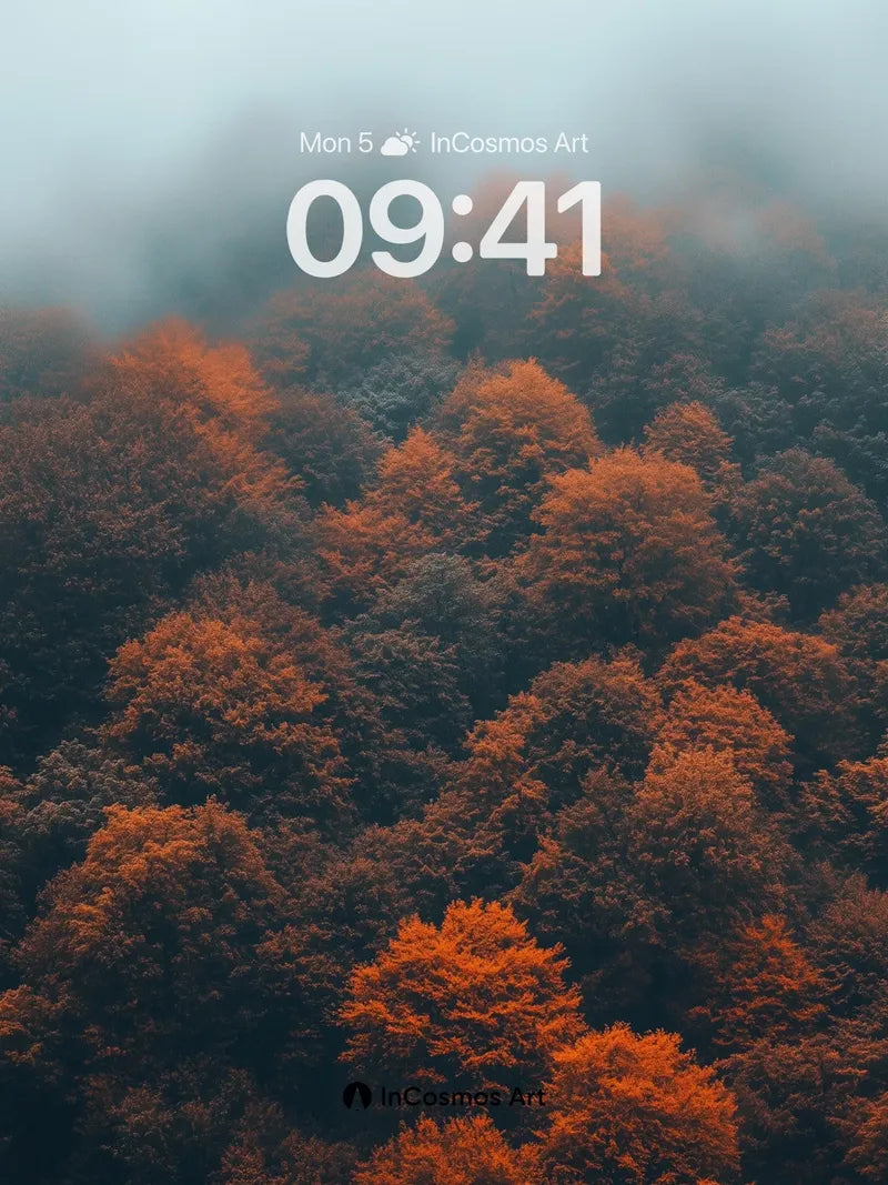 Mist-Weaved Forest Wallpaper with Autumnal Breath