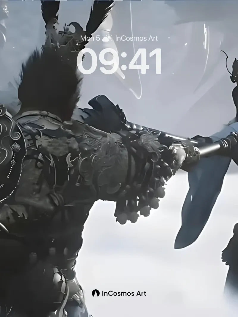 Frostbound Duel Wallpaper with Shadowed Armor