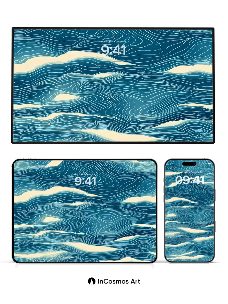 Sapphire Current Wallpaper with Hokusai Whispers