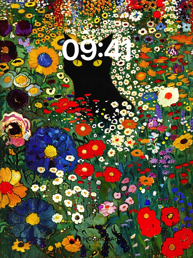 Mysterious Garden Wallpaper with Hidden Feline wallpaper for iPhone, iPad & Mac