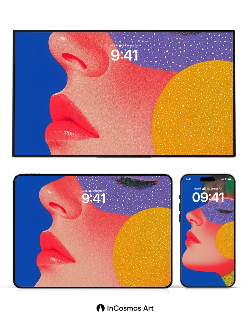 Surreal Color Field Wallpaper with Cosmic Dots