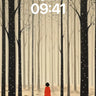 Whispering Woods Wallpaper with Silent Red Figure wallpaper for iPhone, iPad & Mac