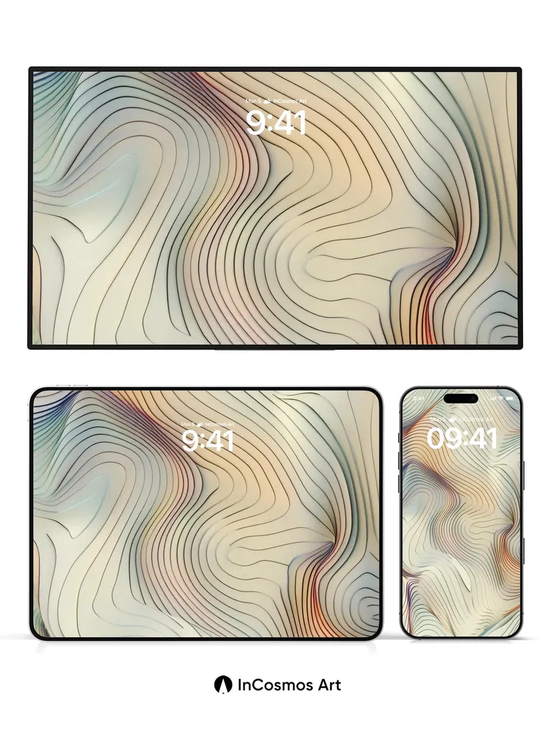 Sculpted Light Wallpaper with Floating Contours