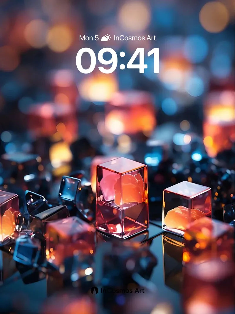 Luminous Crystal Grid Wallpaper with Warm Reflections wallpaper for iPhone, iPad & Mac