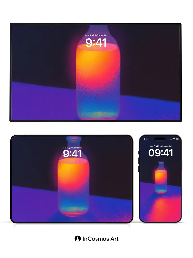 Neon Pulse Wallpaper with Glowing Glass