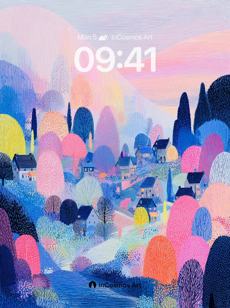 Hushed Valley Wallpaper with Pastel Hills wallpaper for iPhone, iPad & Mac