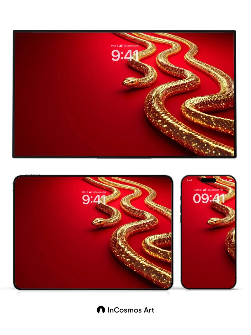 Golden Serpent Wallpaper with Luminous Scales