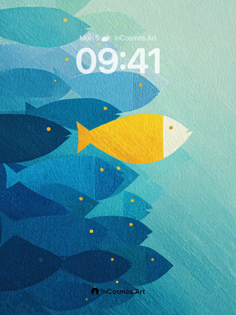 Serenity Swim Wallpaper with Golden Outlier wallpaper for iPhone, iPad & Mac