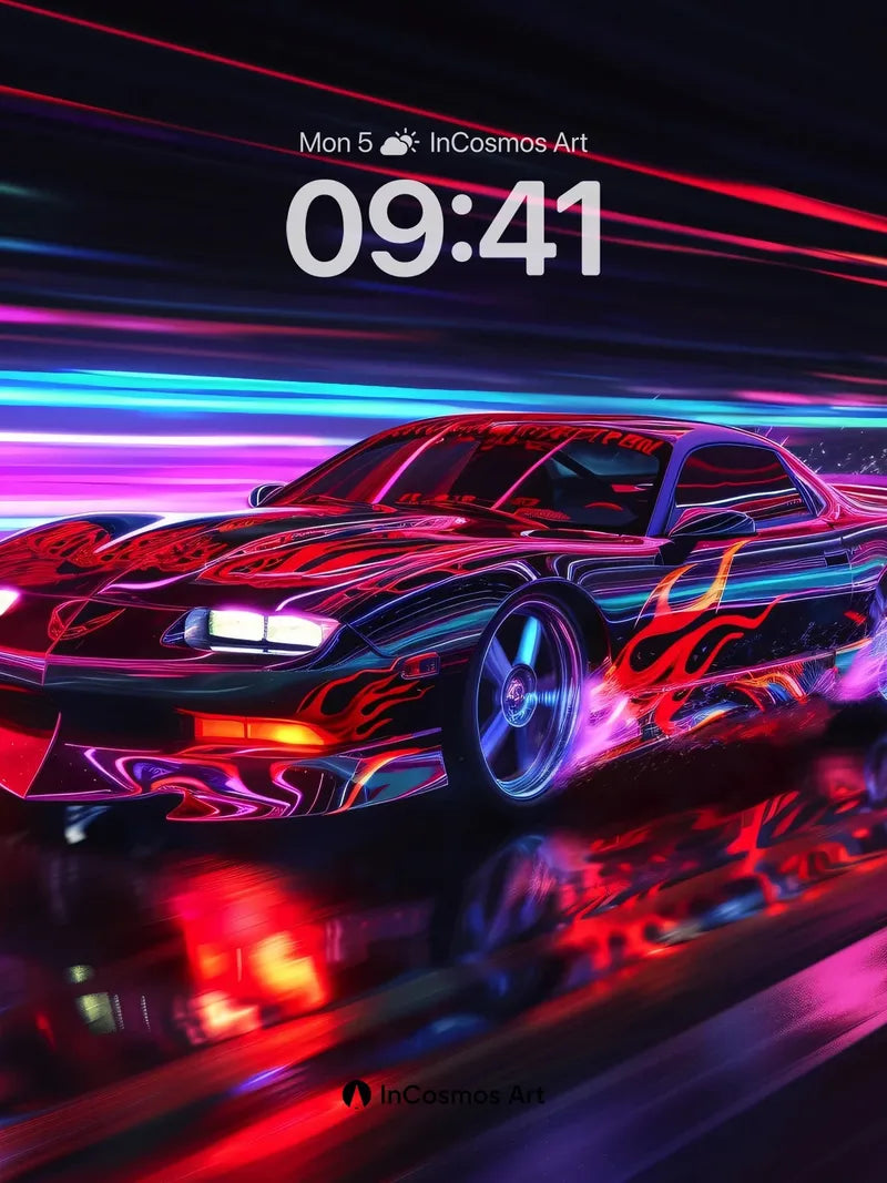 Neon Pulse Wallpaper with Electric Flames