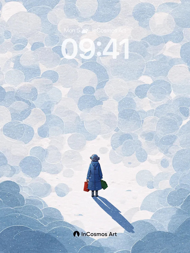 Solitary Skywalk Wallpaper with Floating Circles wallpaper for iPhone, iPad & Mac