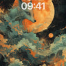 Celestial Fox Wallpaper with Hokusai Waves wallpaper for iPhone, iPad & Mac