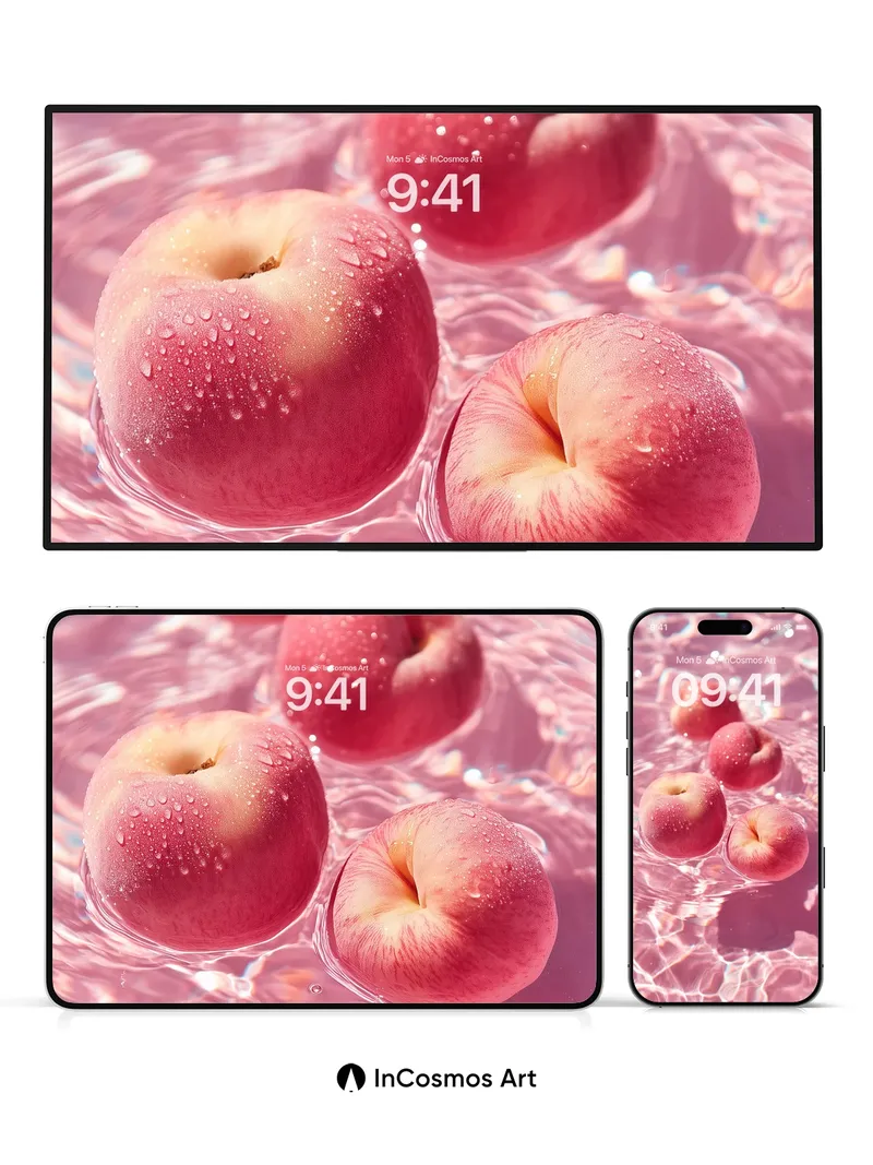 Luminous Peach Float Wallpaper with Waterlight Veil