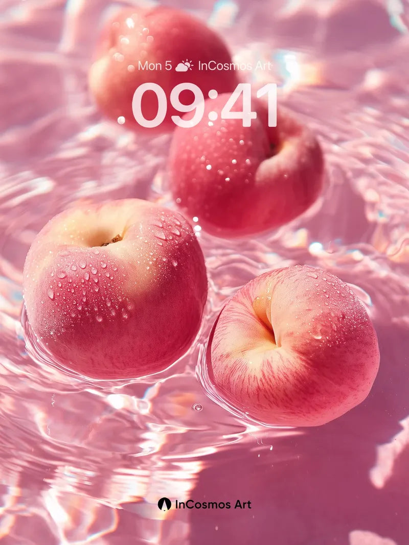 Luminous Peach Float Wallpaper with Waterlight Veil