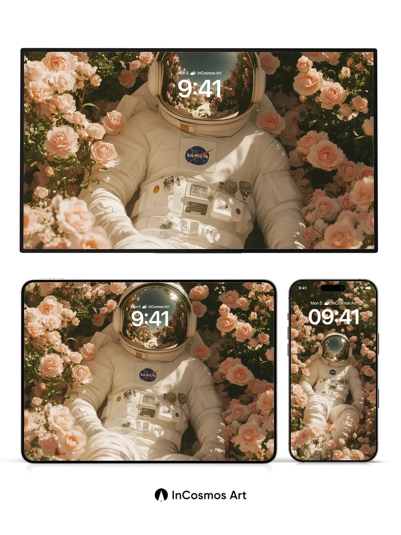 Serenity in Bloom Wallpaper with Cosmic Reflection