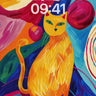 Surreal Flame Cat Wallpaper with Cosmic Swirls wallpaper for iPhone, iPad & Mac