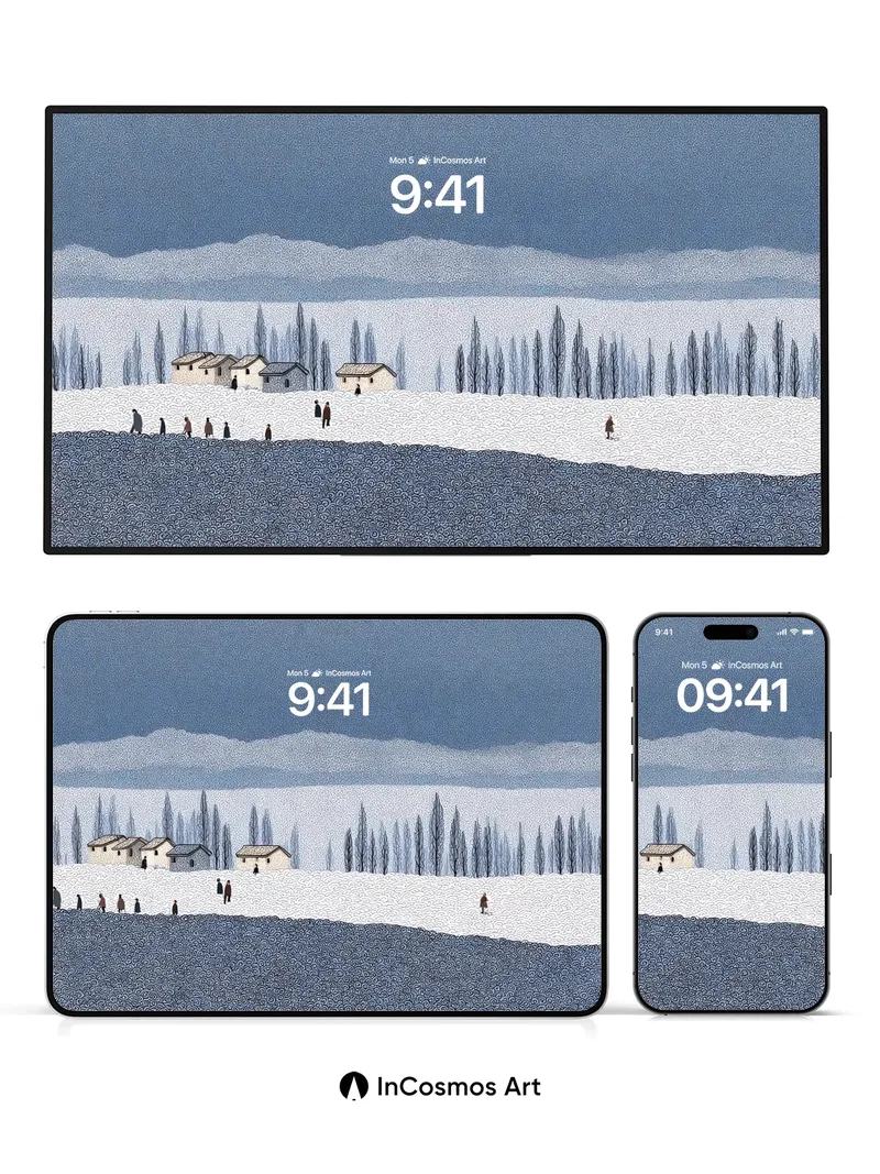 Frozen Stillness Wallpaper with Whispering Trees